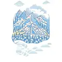 Blue ridge mountain sleeve with waterfalls and people fishing tattoo design idea