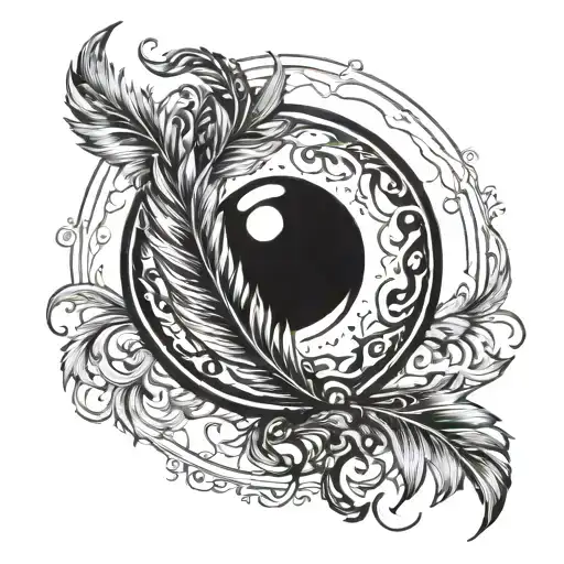 phoenix feather in a magic crystal ball tattoo design idea