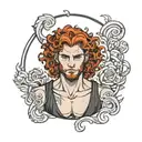 buff boy with pale skin and curly red hair tattoo design idea
