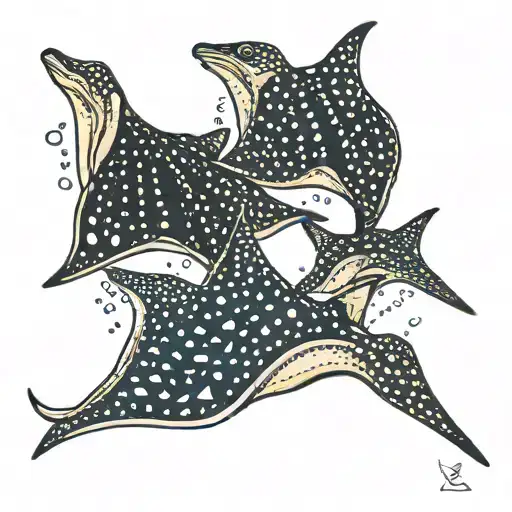 3 spotted eagle rays swimming gracefully tattoo design idea