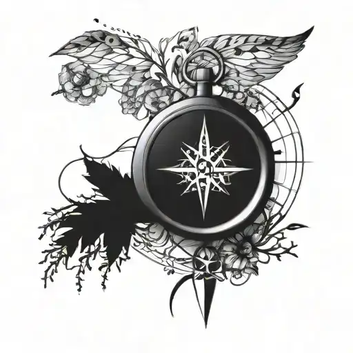 compass, nature, freedom,love tattoo design idea