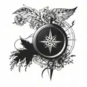 compass, nature, freedom,love tattoo design idea