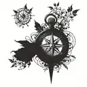 compass, nature, freedom,love tattoo design idea
