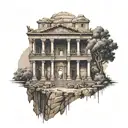 ancient architecture combined in a landscape tattoo design idea