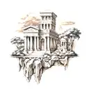 ancient architecture combined in a landscape tattoo design idea