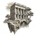 ancient architecture combined in a landscape tattoo design idea