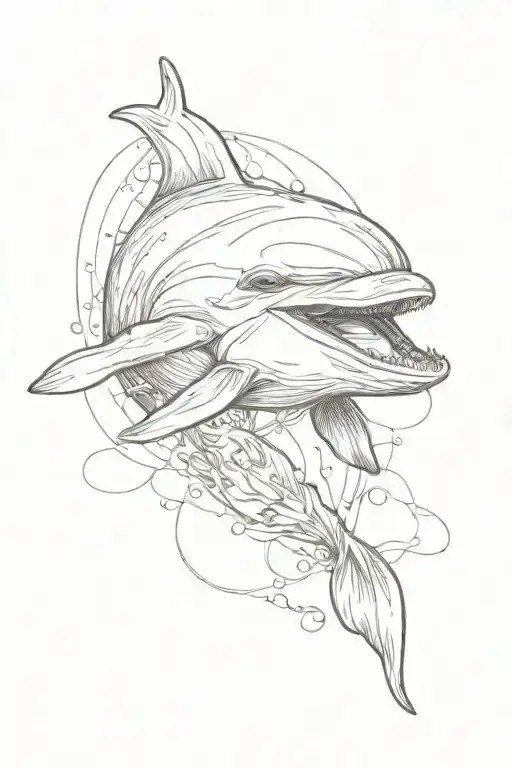 dolphin laughing tattoo design idea