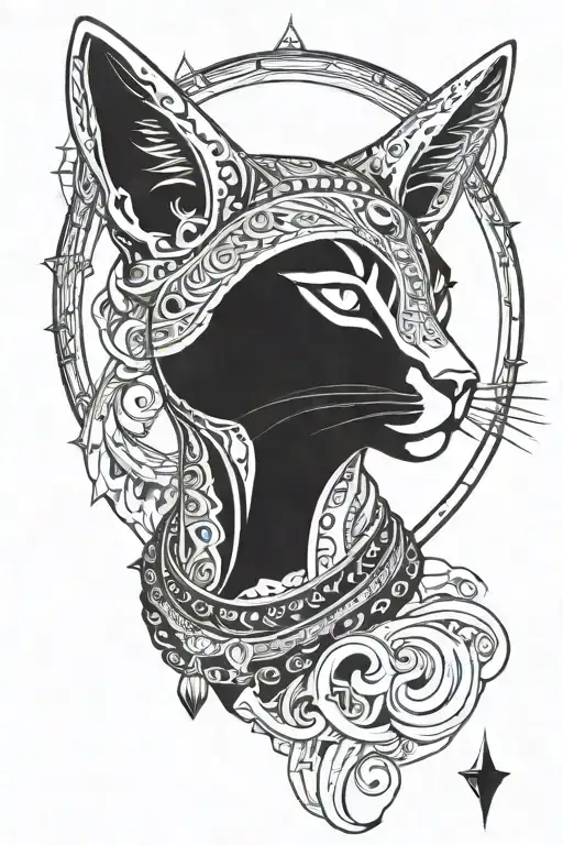 Bastet god symbol in alchemy tattoo design idea