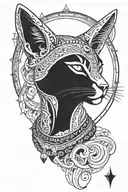 Bastet god symbol in alchemy tattoo design idea