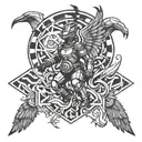 child growing into firefighter and then phoenix rising tattoo design idea