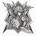 child growing into firefighter and then phoenix rising tattoo design idea