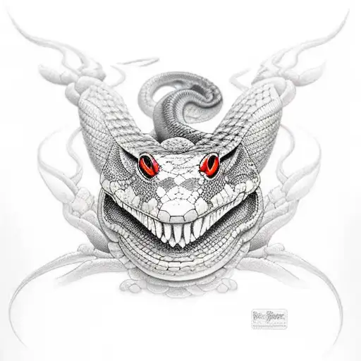 Black grey and red Snake  tattoo design idea