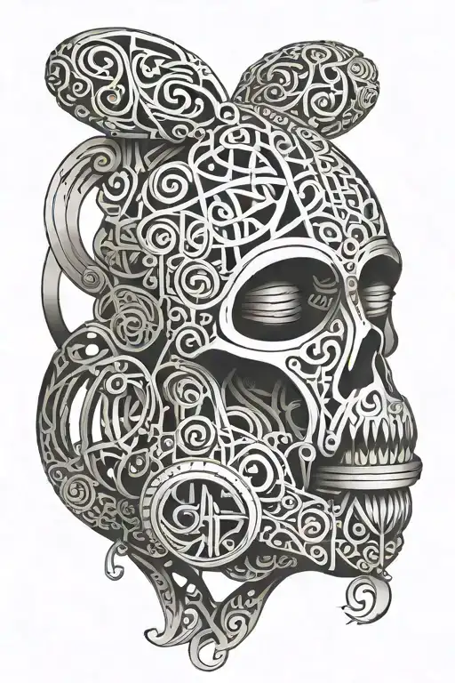 male chastity cage made of intricate geometric tattoo design idea