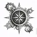 compass and kraken tattoo design idea