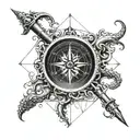 compass and kraken tattoo design idea