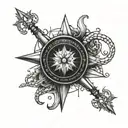 compass and kraken tattoo design idea