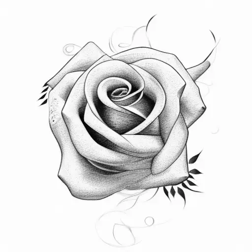 A delicate rose intertwined with a pair of hair scissors tattoo design idea