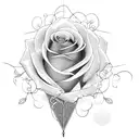 A delicate rose intertwined with a pair of hair scissors tattoo design idea