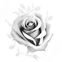 A delicate rose intertwined with a pair of hair scissors tattoo design idea