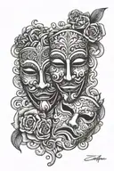 comedy and tragedy mask  tattoo design idea