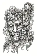 comedy and tragedy mask  tattoo design idea