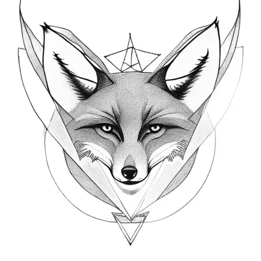 fox with satanic pentagram tattoo design idea