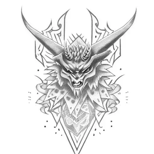 satanic cute emo girl tattoo design idea