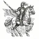 A warrior with a bow on a winged horse tattoo design idea