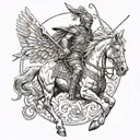 A warrior with a bow on a winged horse tattoo design idea