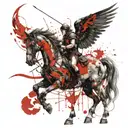 A warrior with a bow on a winged horse tattoo design idea