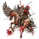 A warrior with a bow on a winged horse tattoo design idea