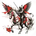 A warrior with a bow on a winged horse tattoo design idea