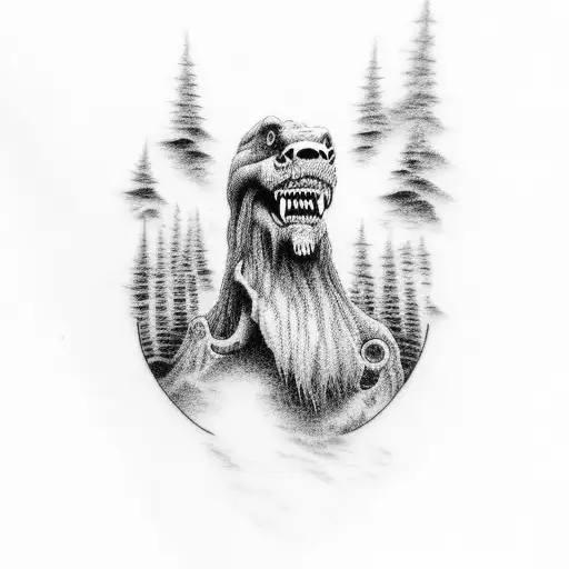A music-themed tattoo with hidden references to cryptids like the Loch Ness Monster and Bigfoot tattoo design idea