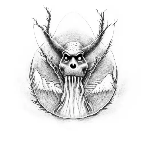 A music-themed tattoo with hidden references to cryptids like the Loch Ness Monster and Bigfoot tattoo design idea