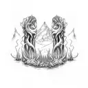 A music-themed tattoo with hidden references to cryptids like the Loch Ness Monster and Bigfoot tattoo design idea