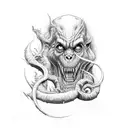 A music-themed tattoo with hidden references to cryptids like the Loch Ness Monster and Bigfoot tattoo design idea
