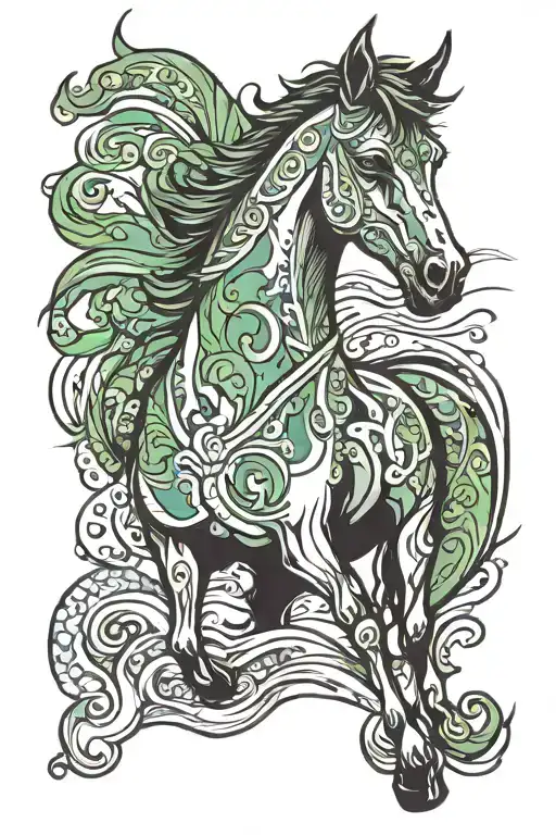 kelpie Scottish water horse tattoo design idea