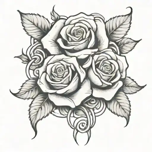 adoption symbol intertwined with roses growing tattoo design idea