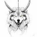 no ombro Zeus e no antebraço lobo  tattoo design idea