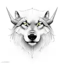 no ombro Zeus e no antebraço lobo  tattoo design idea