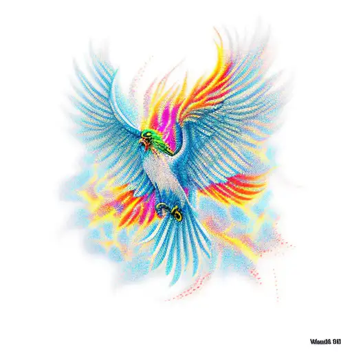 Phoenix flying out of bird cage  tattoo design idea