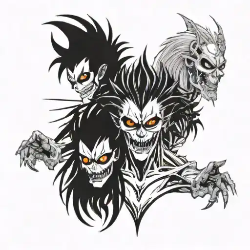 alucard, sukuna y ryuk  tattoo design idea