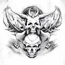  hell,devil,Skull,ride or die,drugs,lettering, calligraphy, daemons, tattoo design idea