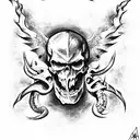 hell,devil,Skull,ride or die,drugs,lettering, calligraphy, daemons, tattoo design idea