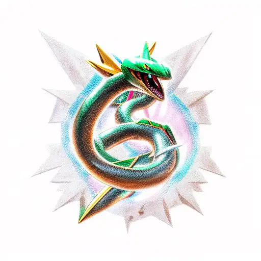 shiny mega rayquaza pokemon  tattoo design idea