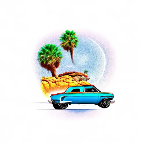 roadrunner in dessert tattoo design idea