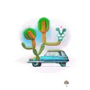 roadrunner with cactus and palm tree tattoo design idea