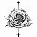 cross with roses and a bible verse  tattoo design idea