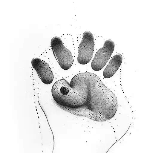 dog paw colurful ferntrauen tattoo design idea