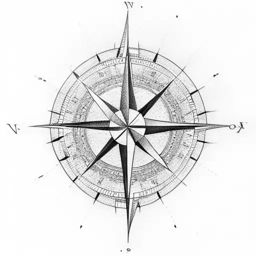 the north star and compass full arm length tattoo design idea